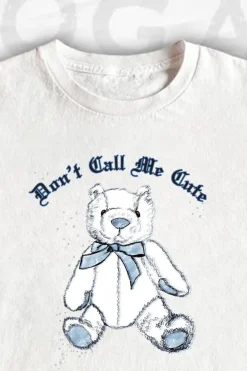 Daisy Street ANALOG HUG A BEAR DAY COLLECTION: DON'T CALL ME CUTE CROPPED T-SHIRT-Women T-Shirts