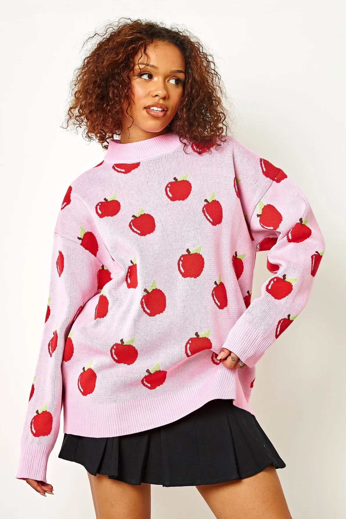 Daisy Street Apple Knitted Jumper-Women Hoodies & Sweatshirts