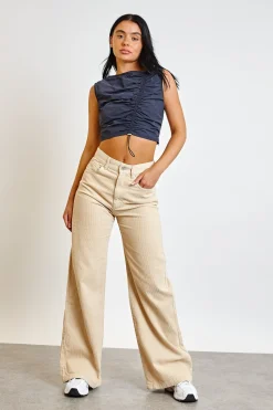 Daisy Street Asymmetric Ruched Crop Top-Women Tops