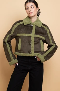 Daisy Street Borg Detail Cropped Jacket-Women Jackets