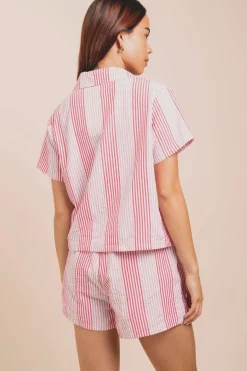 Daisy Street Boxy Shirt In Seersucker Stripe Co-ord-Women Tops