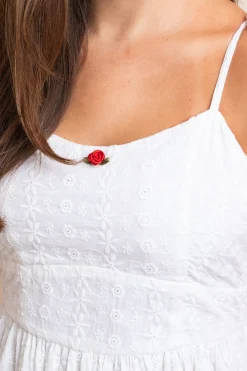 Daisy Street Broderie Mini Dress With Rose Trim-Women Dresses