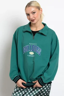 Daisy Street Bulldogs 1/4 Zip Sweater-Women Tops | Hoodies & Sweatshirts