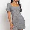 Daisy Street Button Front Milkmaid Dress-Women Dresses