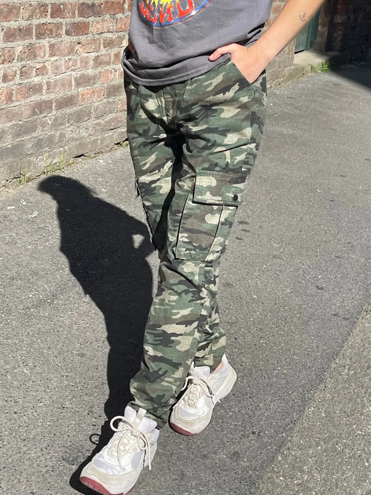 Daisy Street Cargo Trouser in Camo-Women Trousers