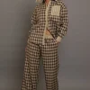 Daisy Street Check Wide Leg Trousers With Contrast Stripe Pockets-Women Trousers