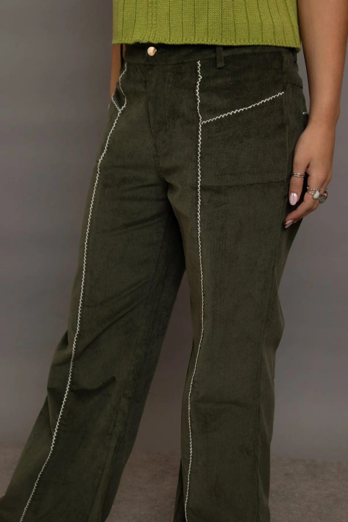 Daisy Street Cord Flared Trousers-Women Trousers