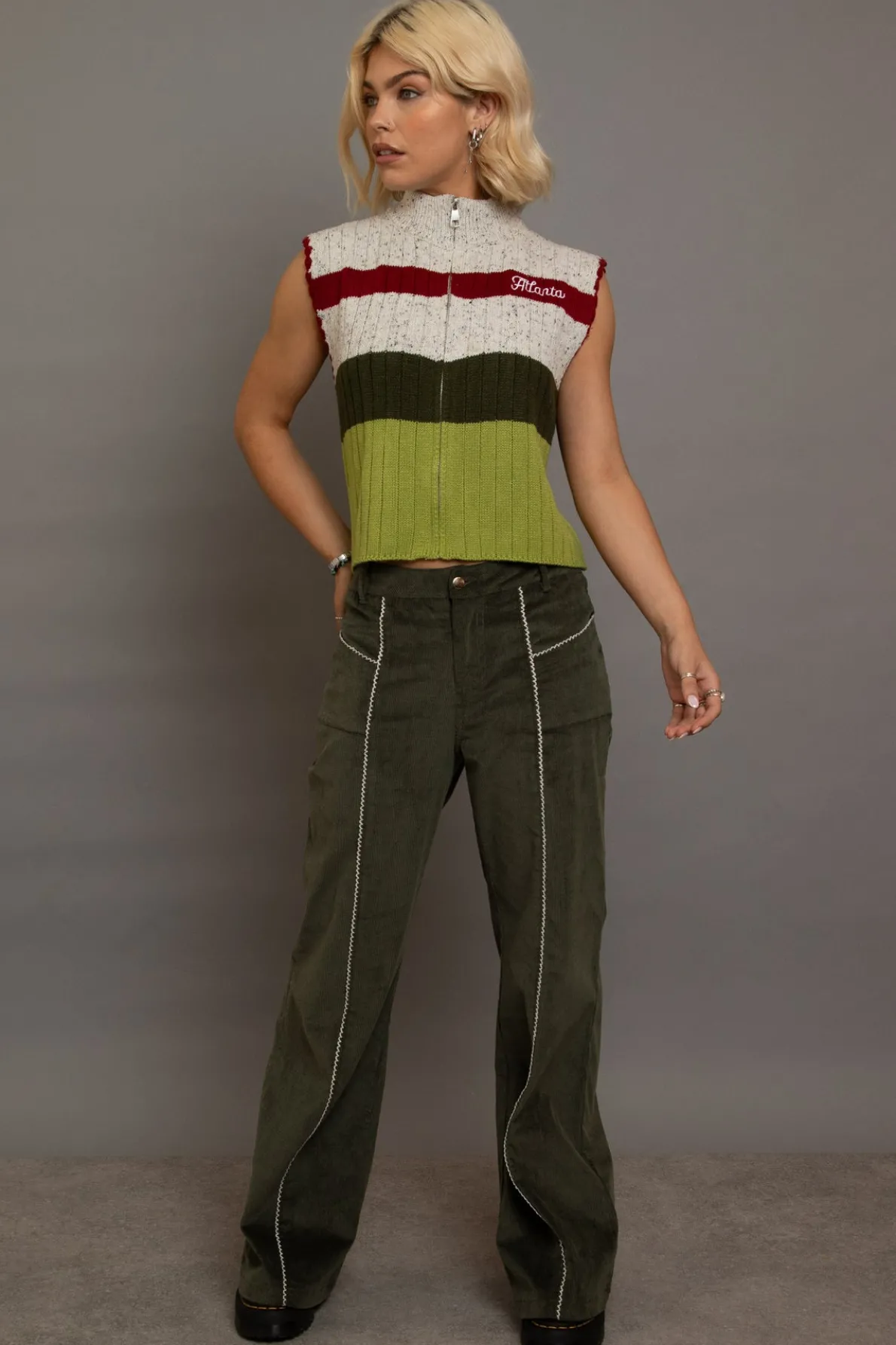 Daisy Street Cord Flared Trousers-Women Trousers