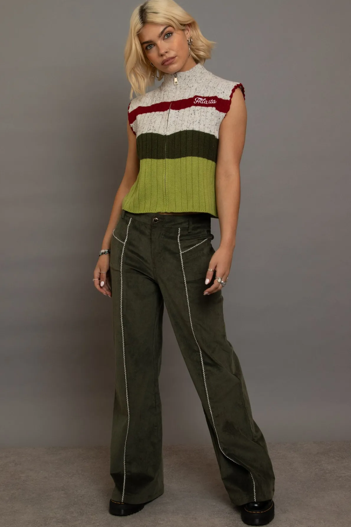 Daisy Street Cord Flared Trousers-Women Trousers