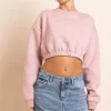 Daisy Street Crop Sweater in Silver-Women Hoodies & Sweatshirts