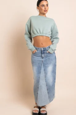 Daisy Street Crop Sweater in Salt-Women Hoodies & Sweatshirts