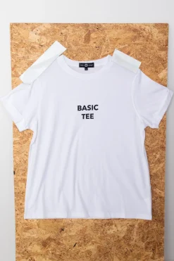 Daisy Street Cropped T-Shirt with Basic Tee Print-Women T-Shirts