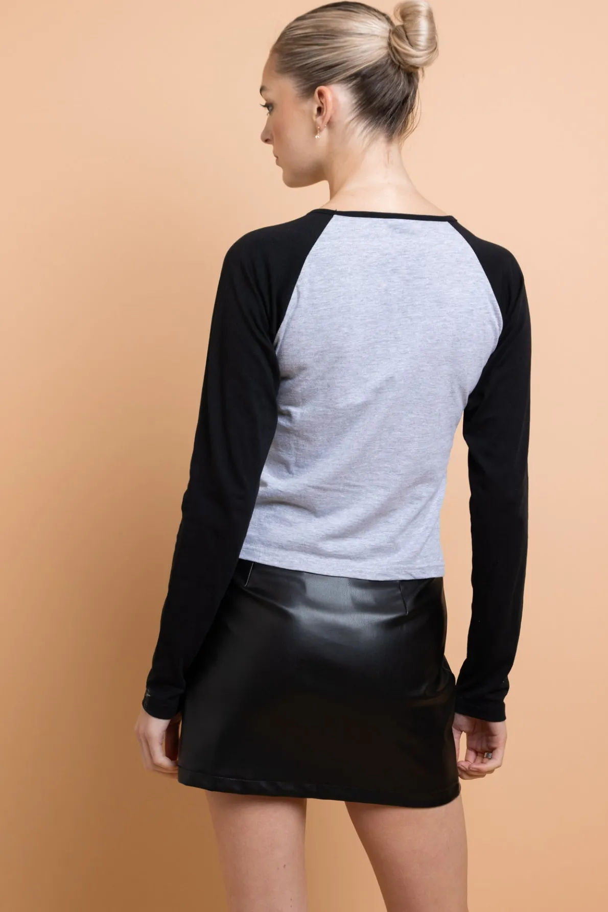 Daisy Street Deer Contrast Raglan Sleeve Tee-Women Tops