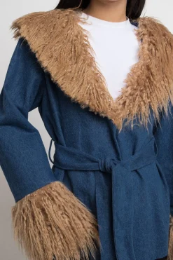 Daisy Street Coat With Faux fur Detail-Women Jackets