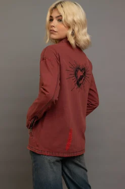 Daisy Street Denim Jacket With Embroidery Artwork-Women Jackets