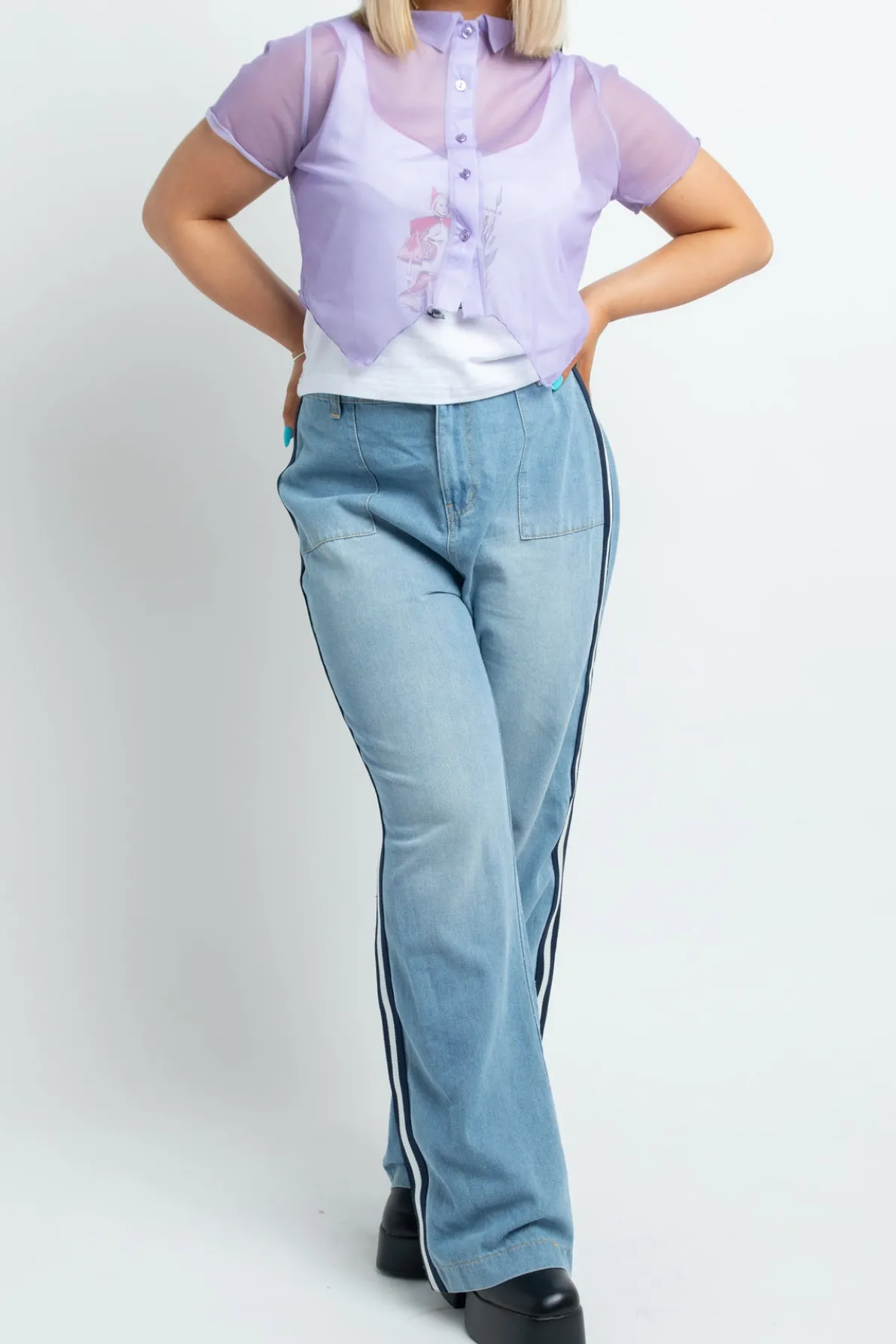 Daisy Street Jeans with Stripe-Women Trousers
