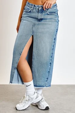 Daisy Street Denim Midi Skirt-Women Skirts