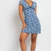 Daisy Street Devore Mesh Mini Dress With Velvet Ribbon Trim-Women Dresses