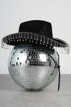 Daisy Street Diamante Tassel Cowboy Hat in-Women Accessories | Partywear