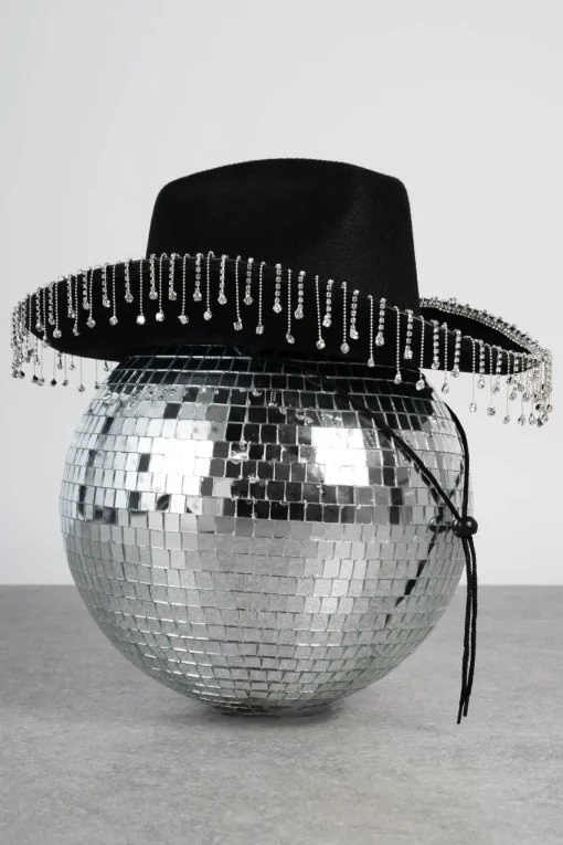 Daisy Street Diamante Tassel Cowboy Hat in-Women Accessories | Partywear