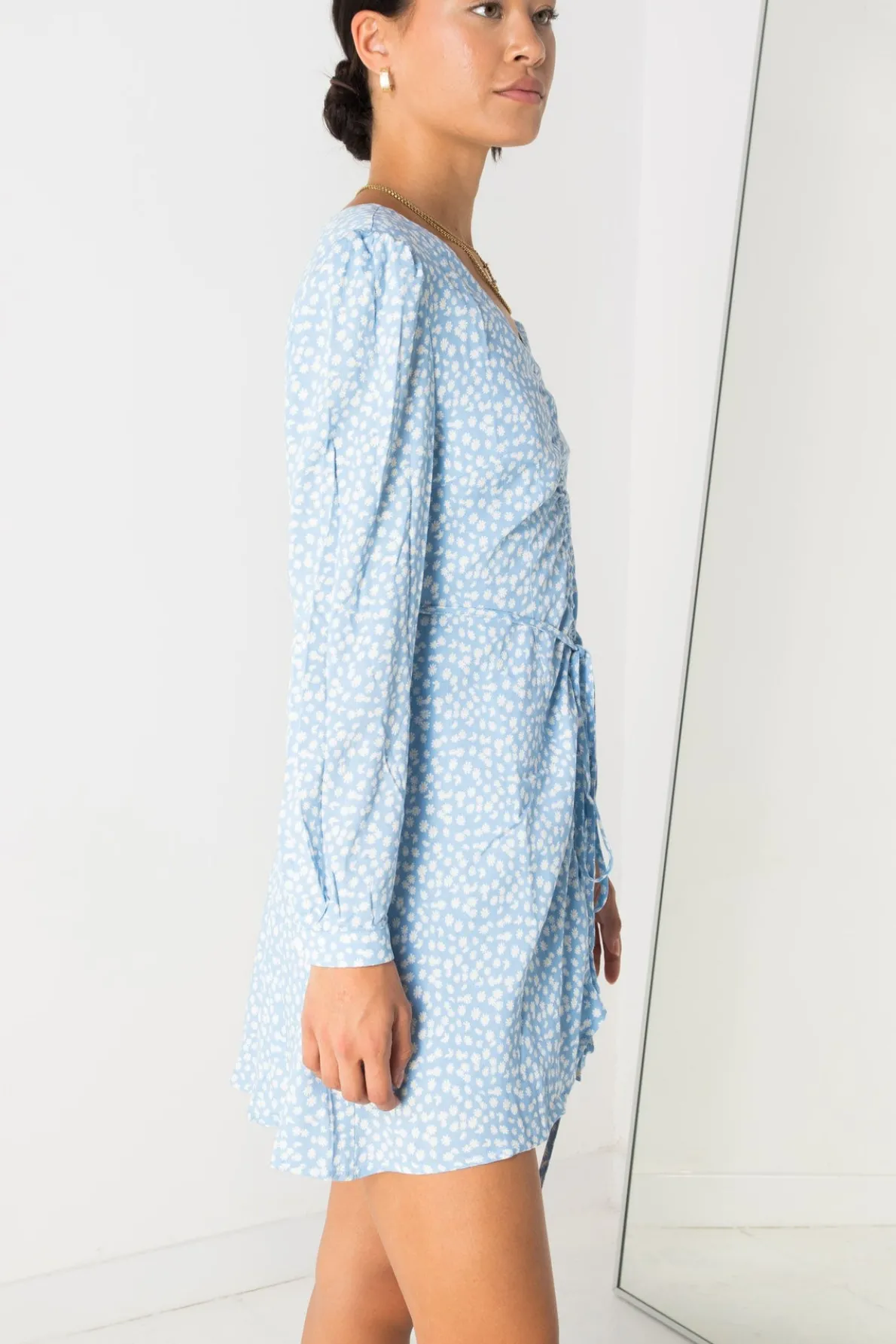 Daisy Street Ditsy Floral Dress with Ruching Detail-Women Dresses