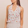 Daisy Street Ditsy Jersey Halter Neck Top-Women Tops