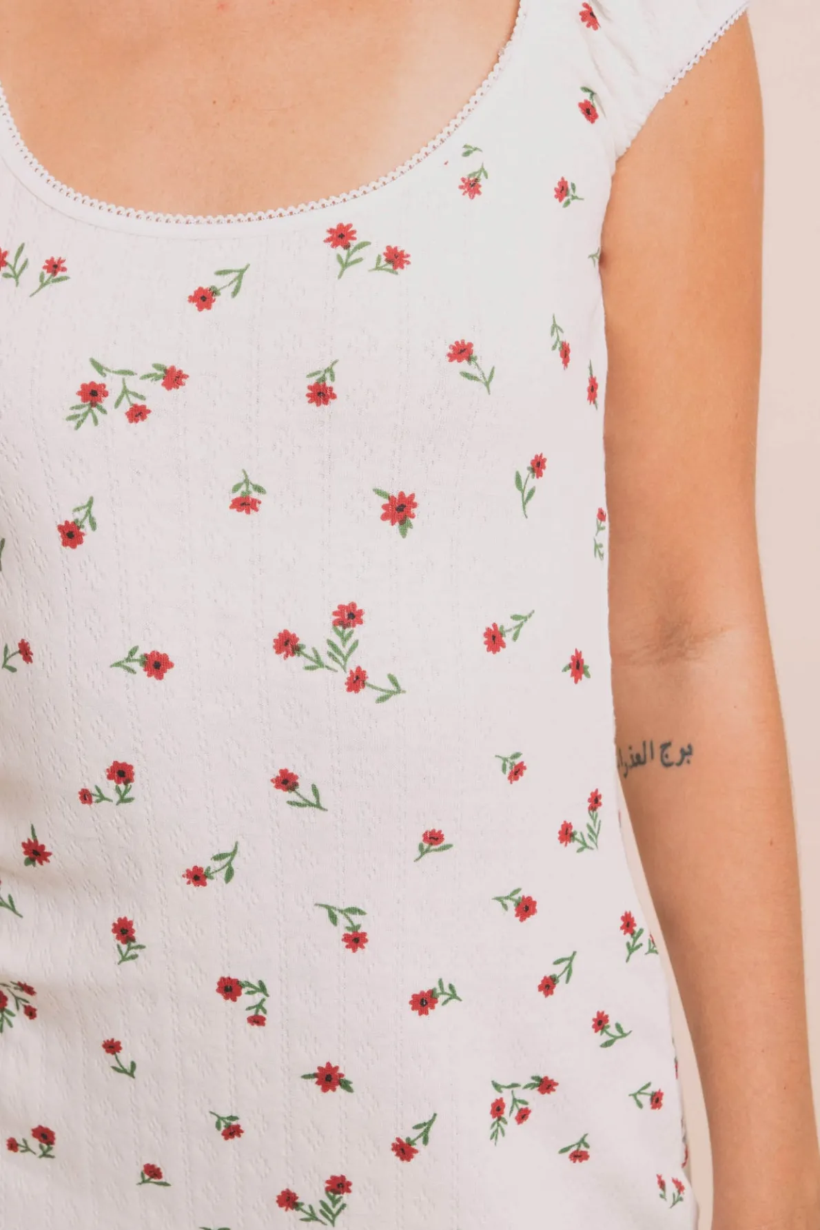 Daisy Street Ditsy Pointelle Mini Dress-Women Dresses