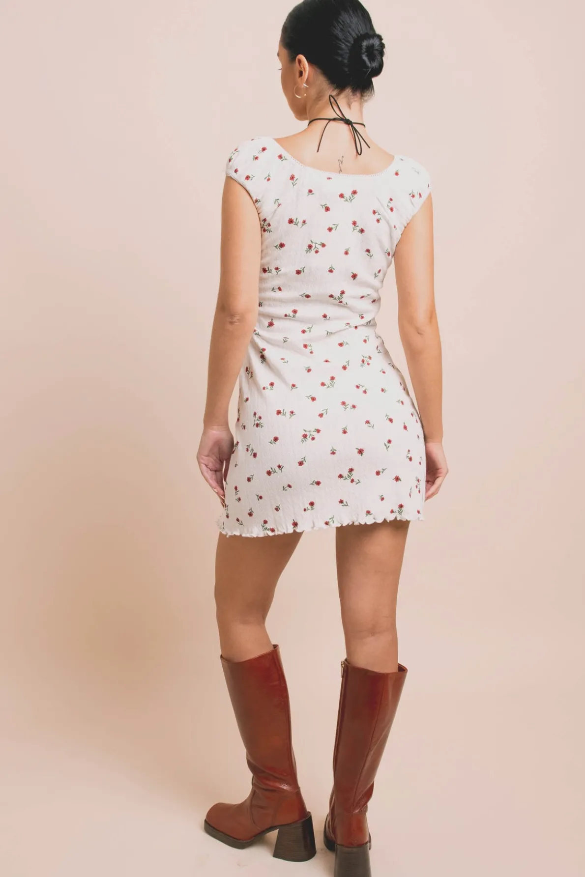 Daisy Street Ditsy Pointelle Mini Dress-Women Dresses