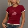 Daisy Street Double Layer Haylie Baby Tee-Women Tops | T-Shirts