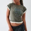Daisy Street Double Layer Effect Baby Tee-Women T-Shirts