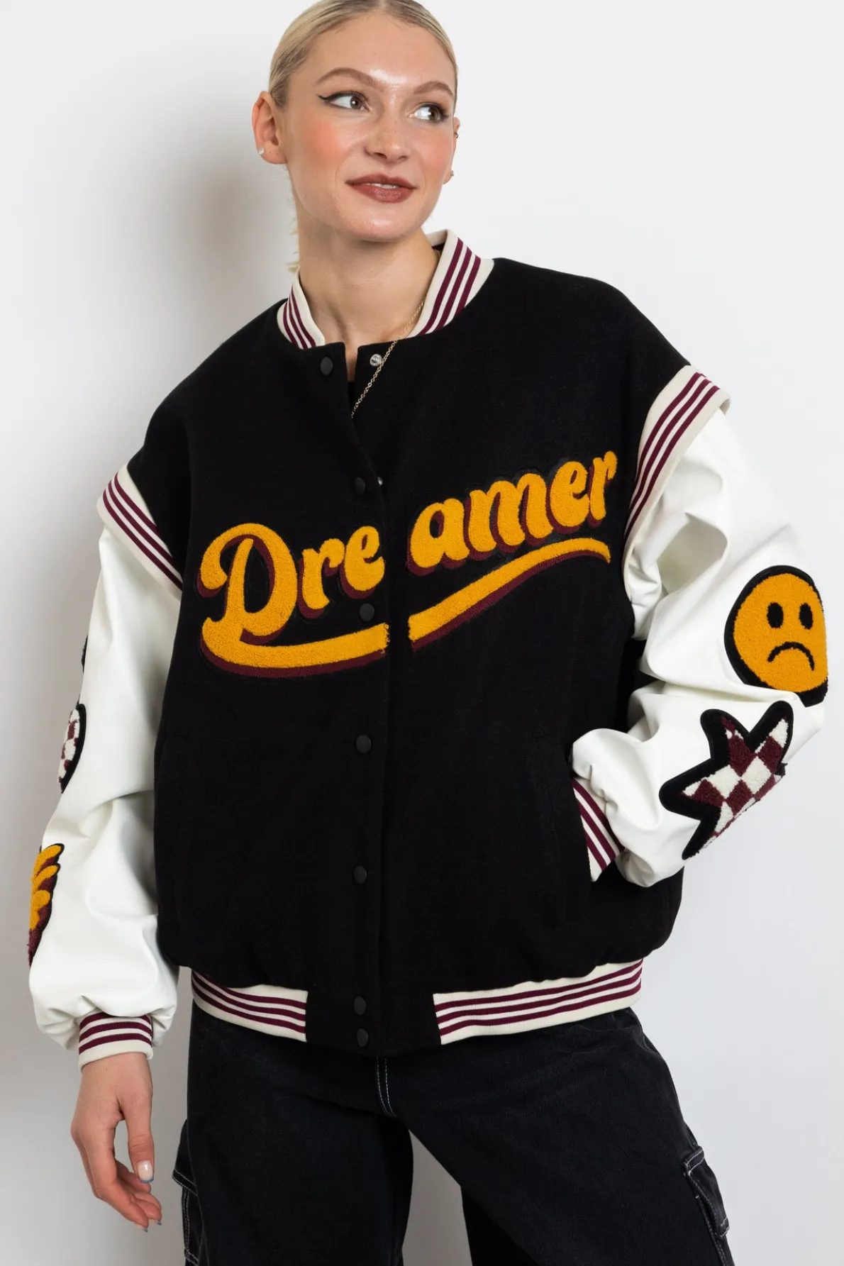 Daisy Street Dreamer Bomber Jacket-Women Jackets