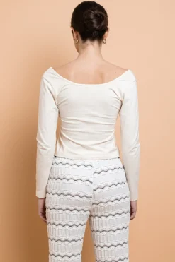 Daisy Street Embroidered Detail Long Sleeve Tee-Women Tops