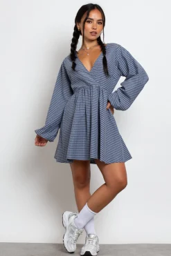 Daisy Street Fixed Wrap Over Smock Dress-Women Dresses