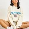 Daisy Street Fleece Back Sweater With Brooklyn Embroidery-Women Hoodies & Sweatshirts