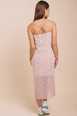 Daisy Street Floral Midi Dress With Split And Cross Back-Women Dresses