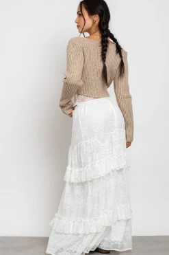 Daisy Street Frill Detail Lace Maxi Skirt-Women Skirts