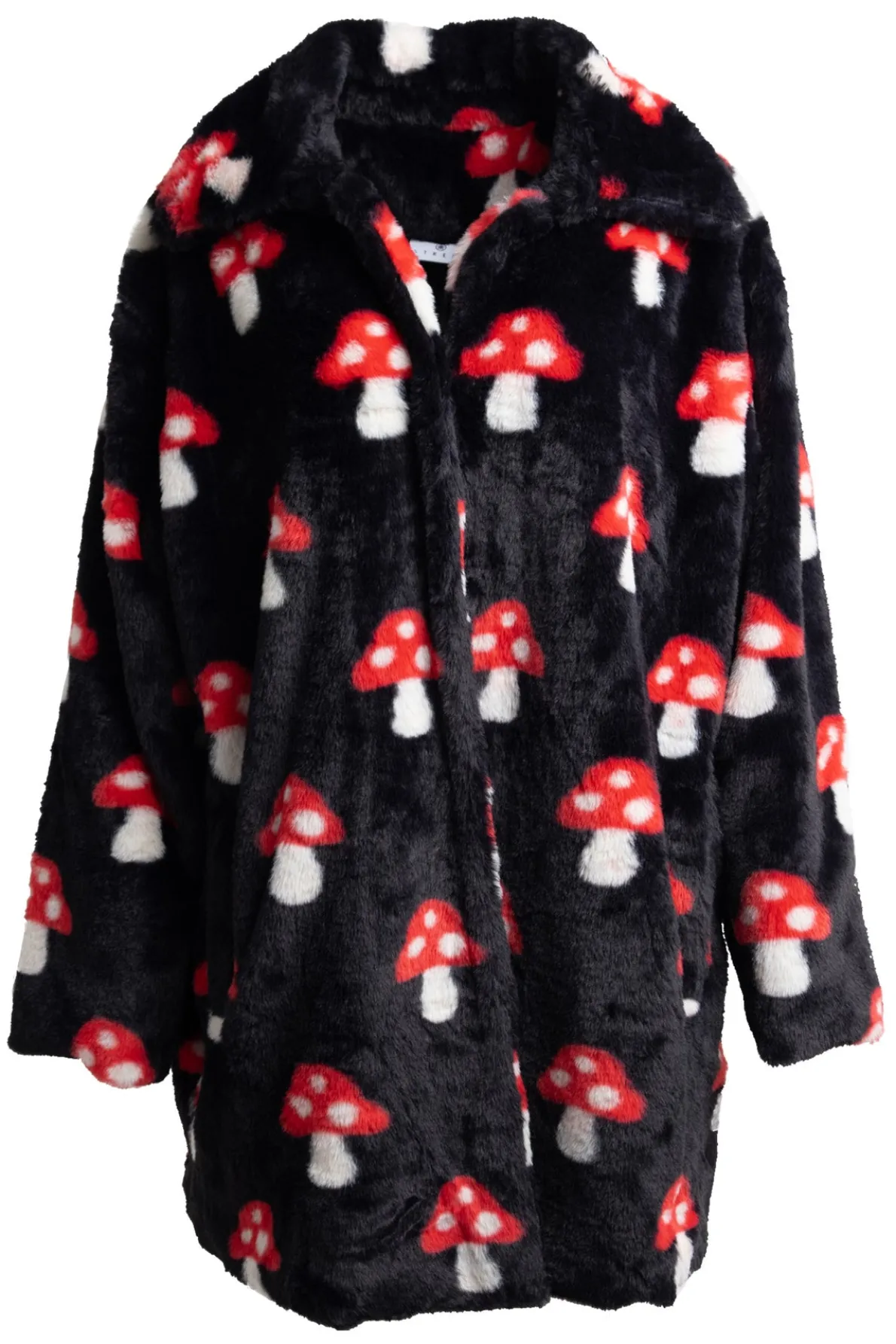 Daisy Street Fur Coat in Mushroom Print-Women Jackets