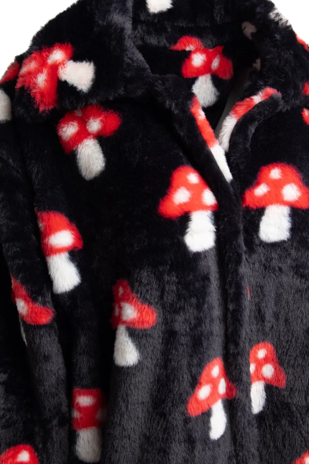 Daisy Street Fur Coat in Mushroom Print-Women Jackets