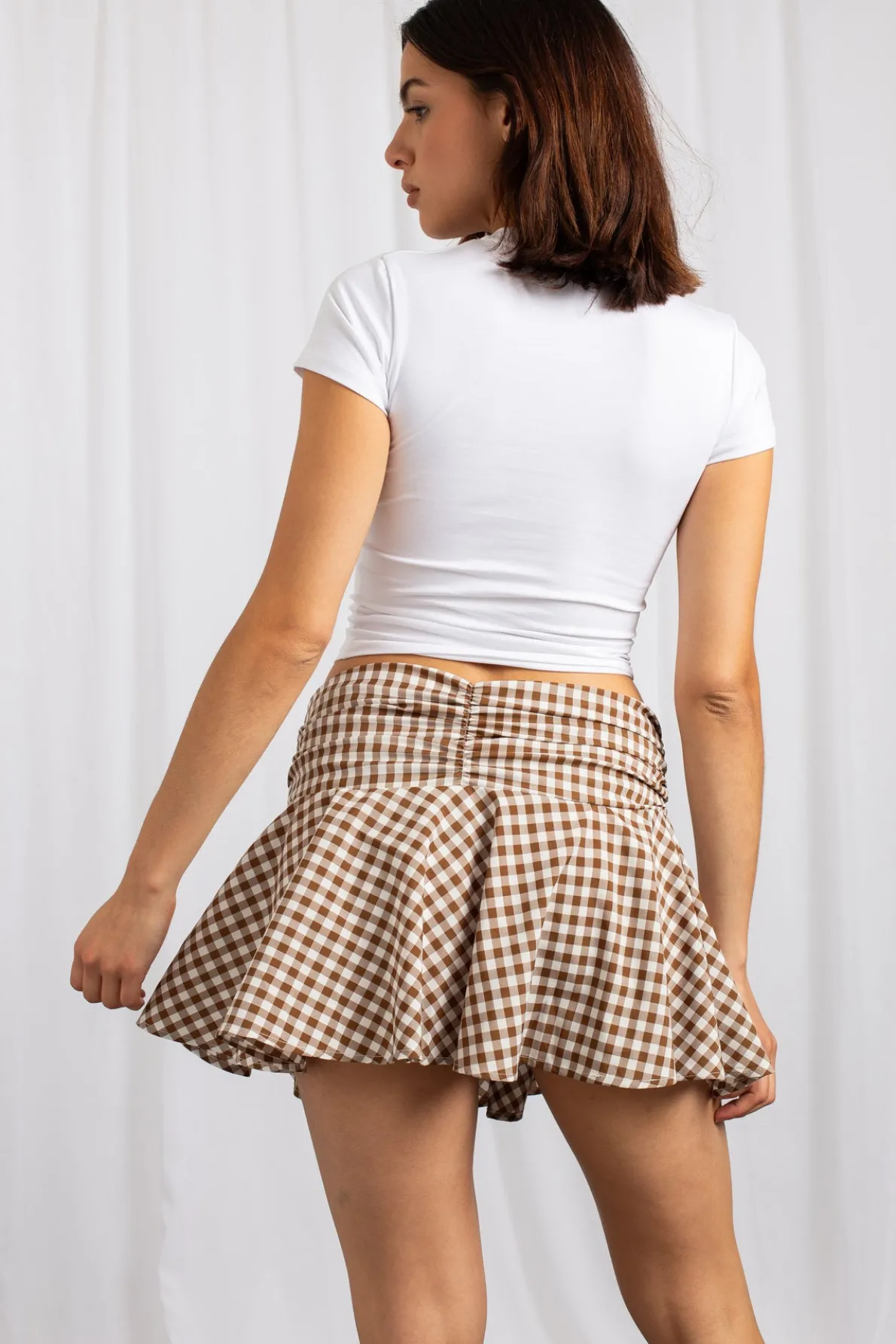 Daisy Street Gathered Drawcord Waistband Mini Skirt-Women Skirts