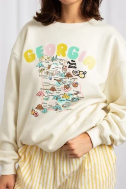 Daisy Street Georgia Map Graphic Pullover Sweatshirt-Women Hoodies & Sweatshirts