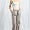 Daisy Street Gingham Drawstring Wide Leg Trousers-Women Trousers