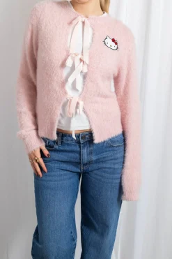 Daisy Street Hello Kitty Fluffy Tie Cardigan-Women Cardigans