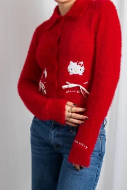 Daisy Street Hello Kitty Button Up Cardigan-Women Cardigans