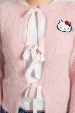 Daisy Street Hello Kitty Fluffy Tie Cardigan-Women Cardigans