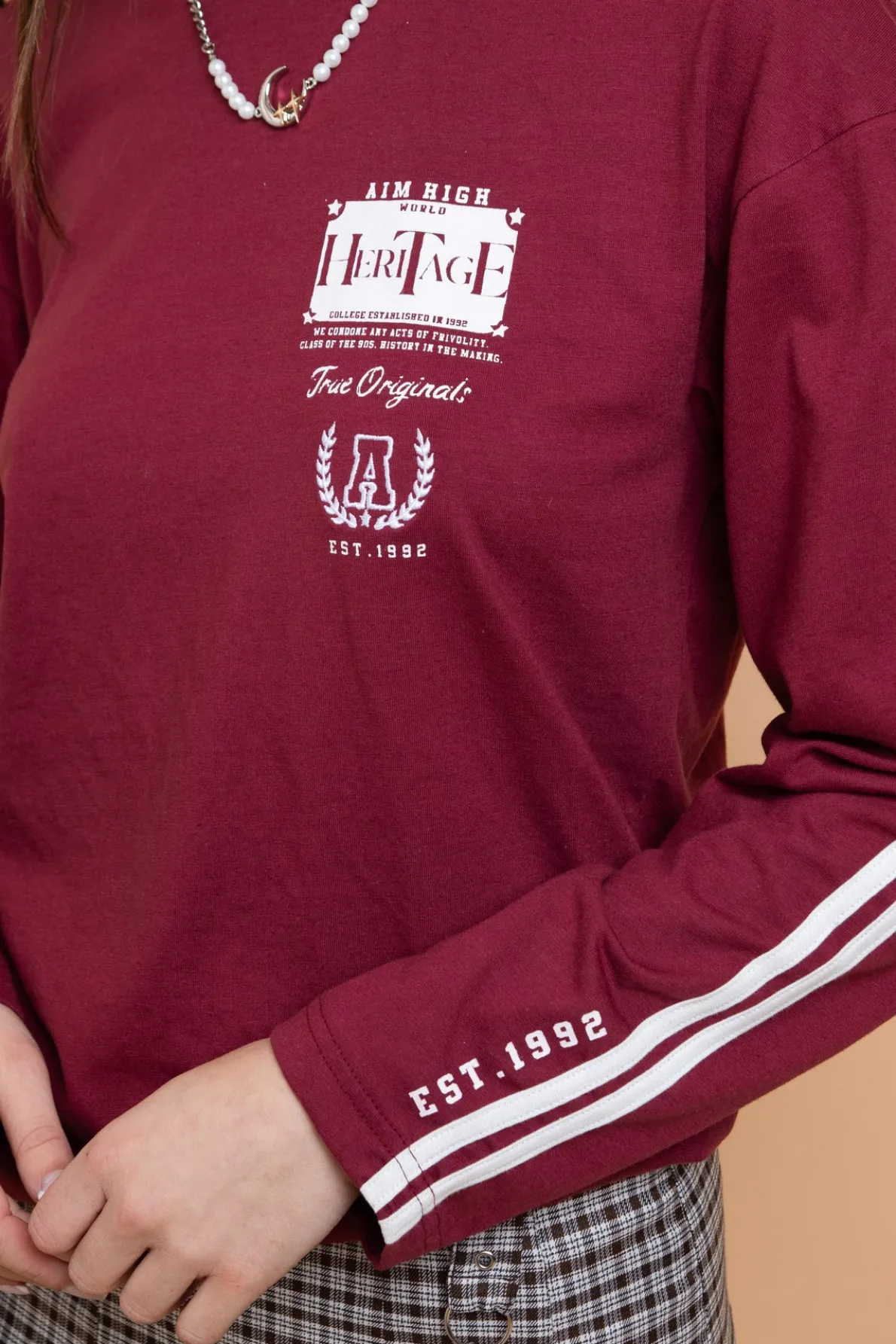 Daisy Street Heritage Embroide Long Sleeve-Women Tops