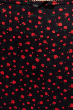 Daisy Street Knitted Midi Skirt in Ditsy Red Floral-Women Skirts