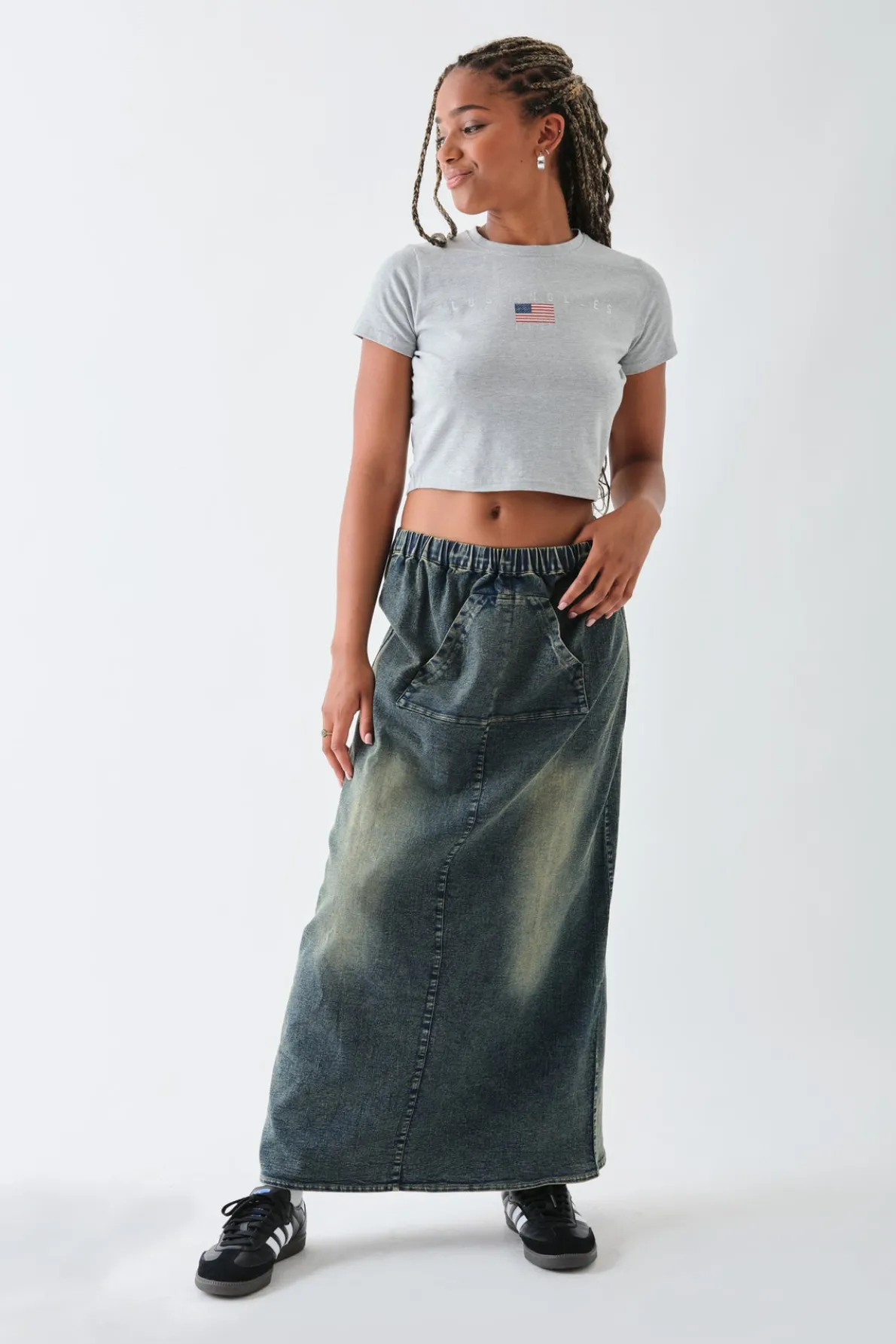 Daisy Street LA Cropped Baby Tee-Women T-Shirts