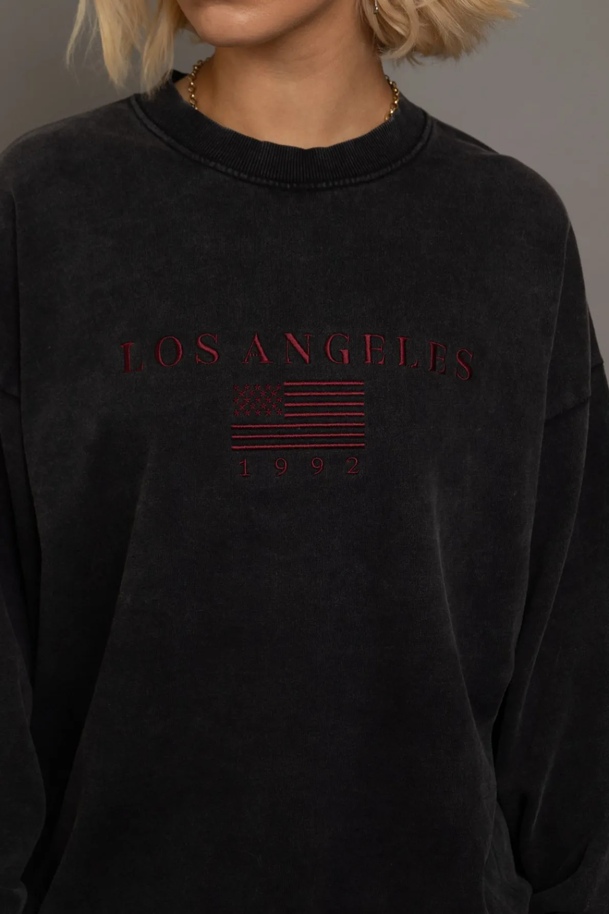 Daisy Street LA Embroidery Sweat-Women Hoodies & Sweatshirts