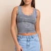 Daisy Street Lace Trim V-Neck Vest Top-Women Tops