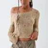 Daisy Street Ladder Knit Top-Women Tops